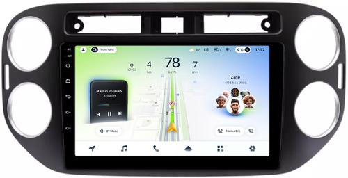 Магнитола для Volkswagen Tiguan 1 2011-2016 (аварийка прямоугольная, рамка чёрная) - Teyes CC4L монитор 9" IPS, Android 14, Быстрая, Snapdragon 662, CarPlay, 4G SIM-слот