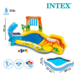 Надувной детский игровой центр бассейн Динозавр Intex 57444 с горкой и фонтаном 249х191х109 см от 2 лет