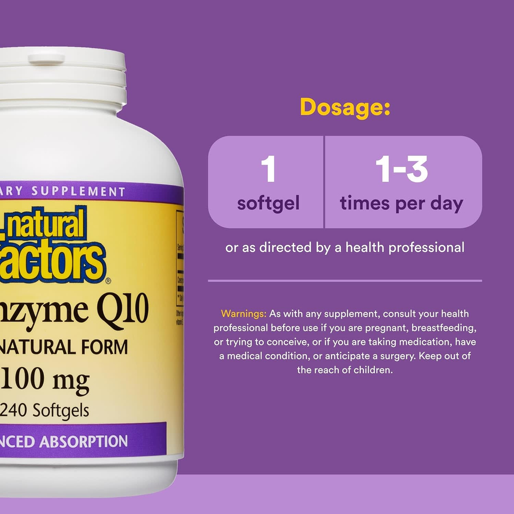 Natural Factors, Кофермент Q10, 100 мг, 240 мягких желатиновых капсул