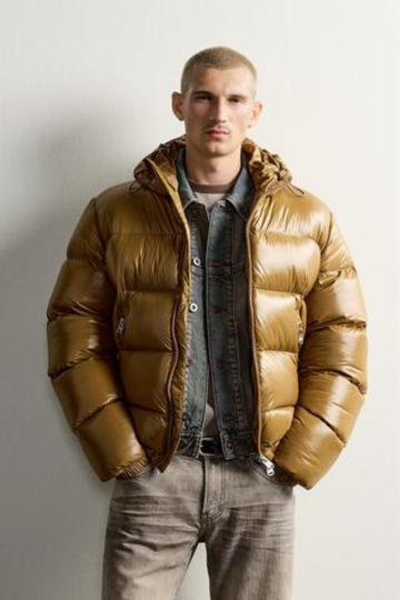 ZARA ПУХОВИК 80/20 WATER REPELLENT, ГОРЧИЧНЫЙ