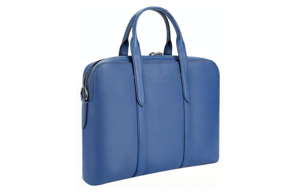 COACH Metropolitan Leather Portable One Shoulder Crossbody Briefcase Men"s Dark Blue