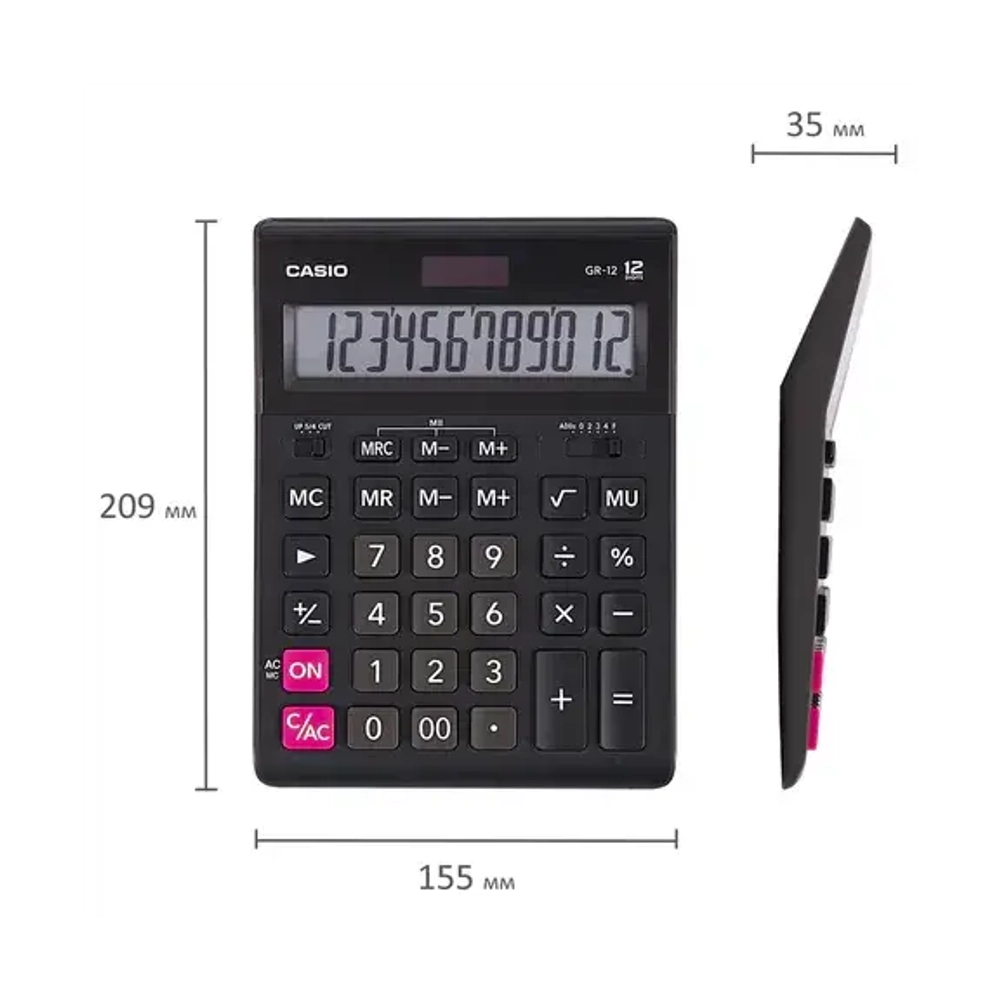 Калькулятор CASIO GR-12-W , 12р., черный GR-12-W-EP