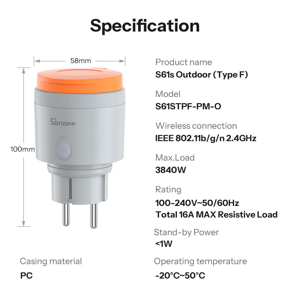 Розетка WiFi S61STPF-PM-O(EU)