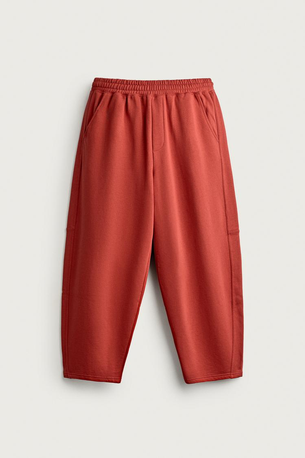 ZARA БАЗОВЫЕ БРЮКИ-ДЖОГГЕРЫ BALLOON FIT, КРАСНЫЙ