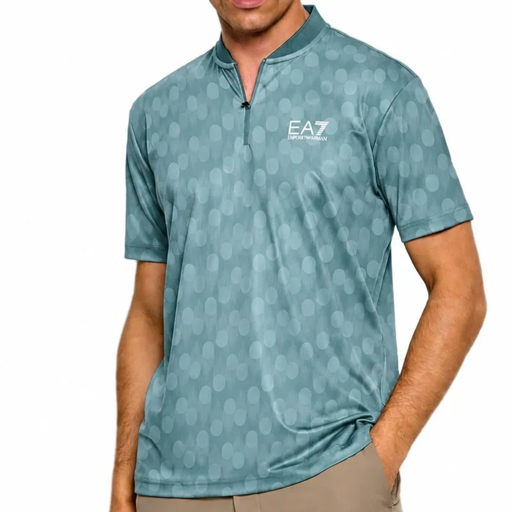 Мужское теннисное поло EA7 Man Jersey - green dots