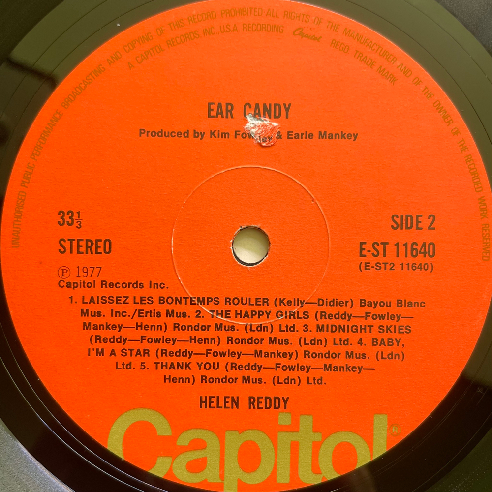 Helen Reddy ‎– Ear Candy (Англия 1977г.)