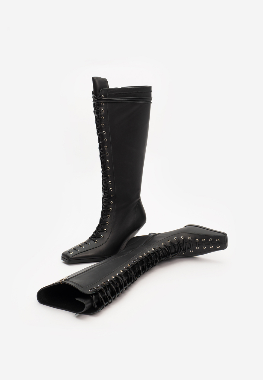 boots heel black leather