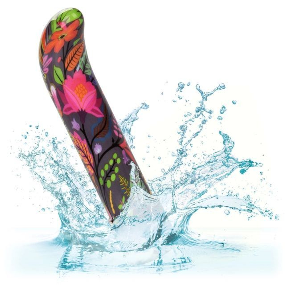 Черный мини-вибратор с цветочным принтом Lil Fucker Mini G-Spot Vibrator - 12,75 см. (Цвет: черный)