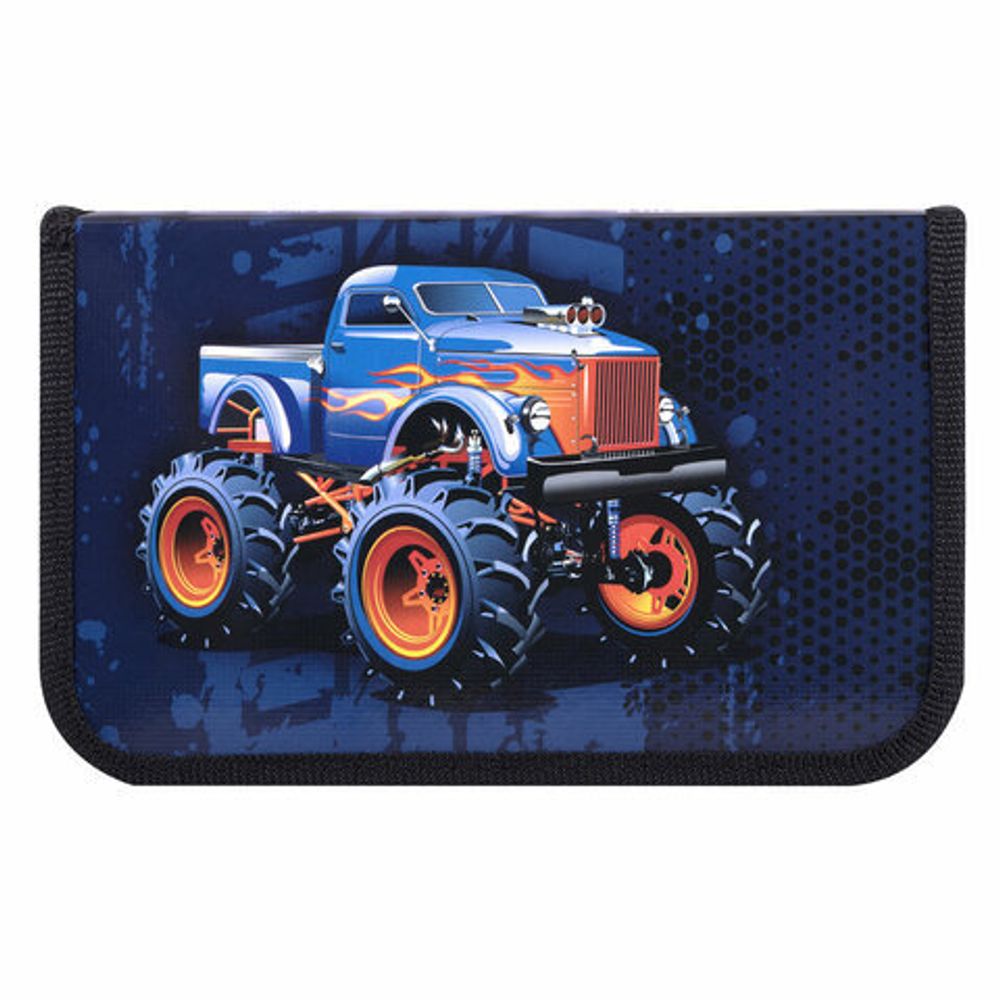 Пенал ПИФАГОР, 1 отделение, ламинированный картон, 19х11 см, "MONSTER TRUCK", 229147