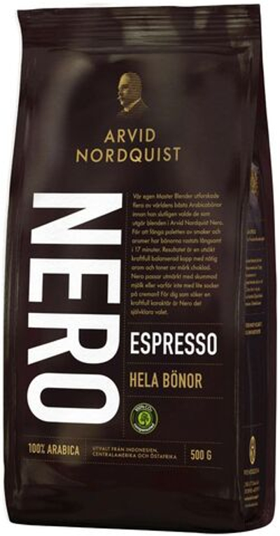 Arvid кофе в зёрнах Nordquist Espresso NERO, 500 г (Швеция)