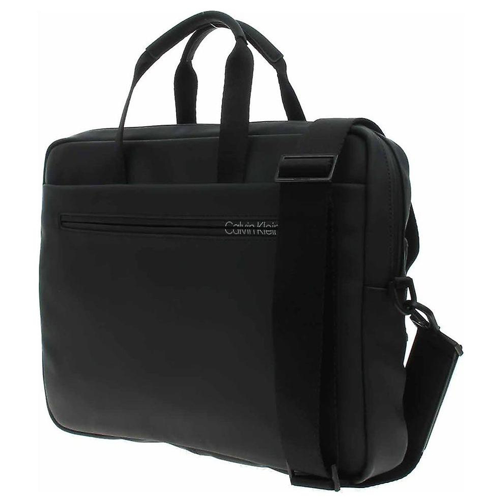 CALVIN KLEIN Polyurethane Portable One Shoulder Crossbody Laptop Bag Men"s Black