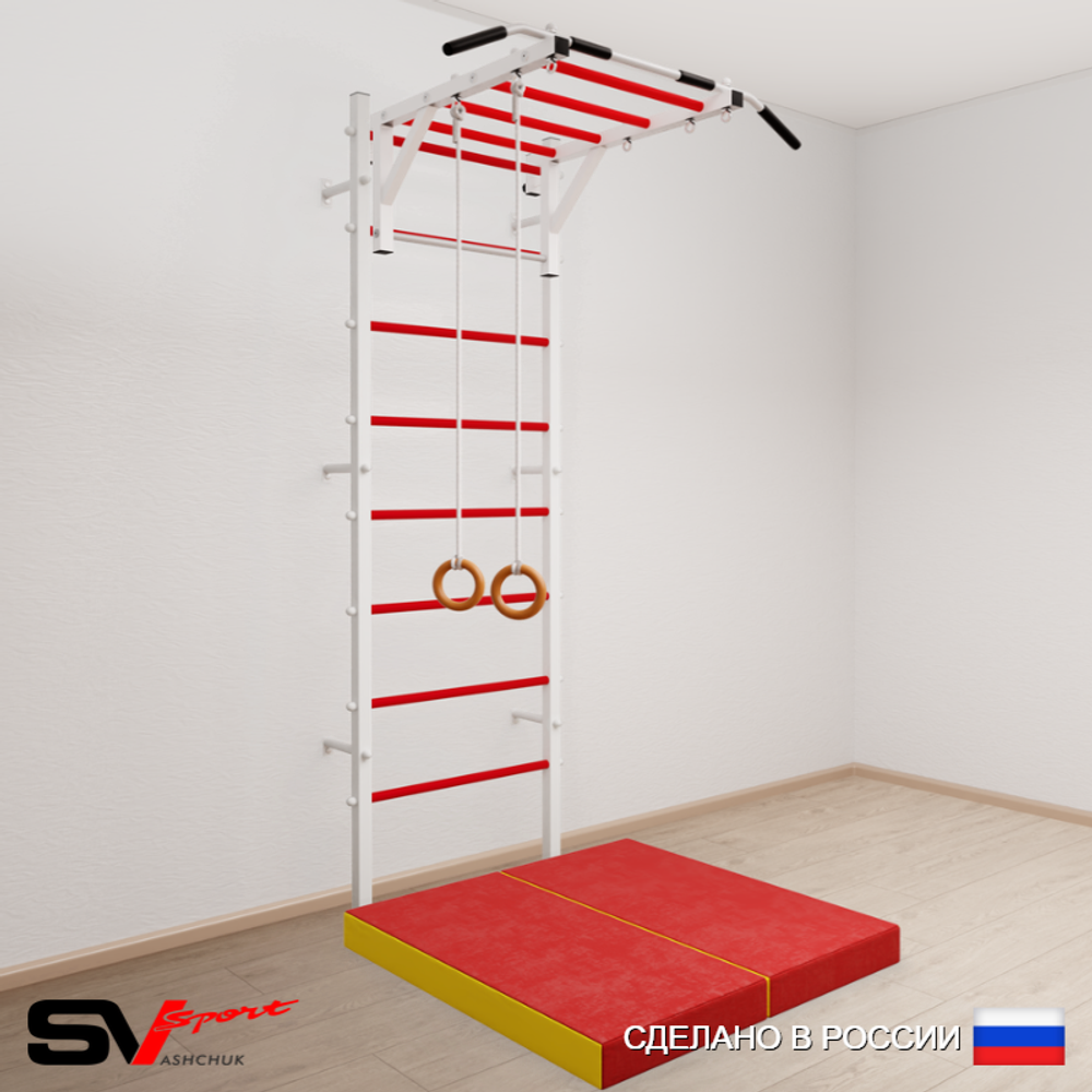 Шведская стенка Sv Sport 5304 (Турник рукоход/Кольца/Мат 1м)