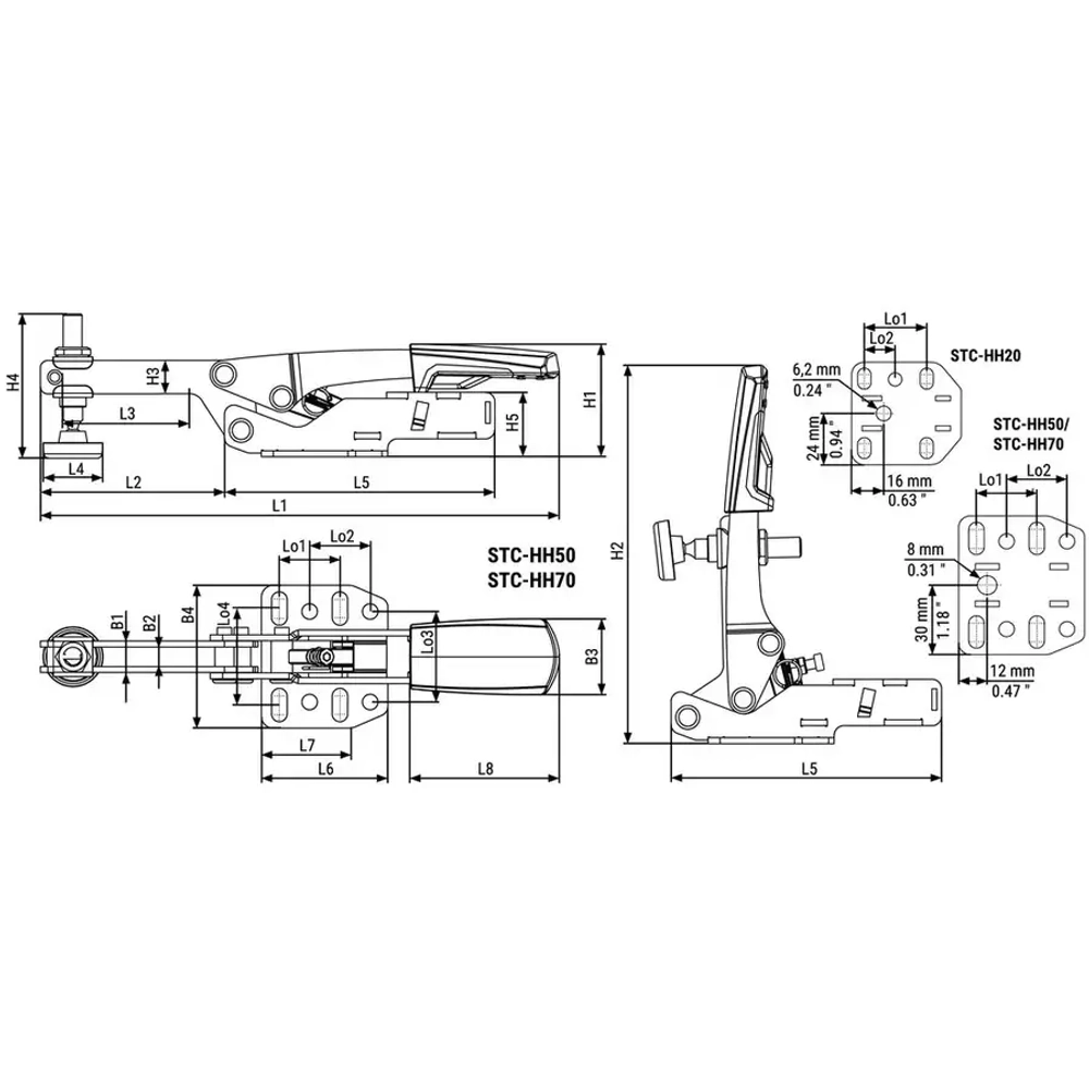 Горизонтальный зажим с открытым плечом BESSEY STC-HH70