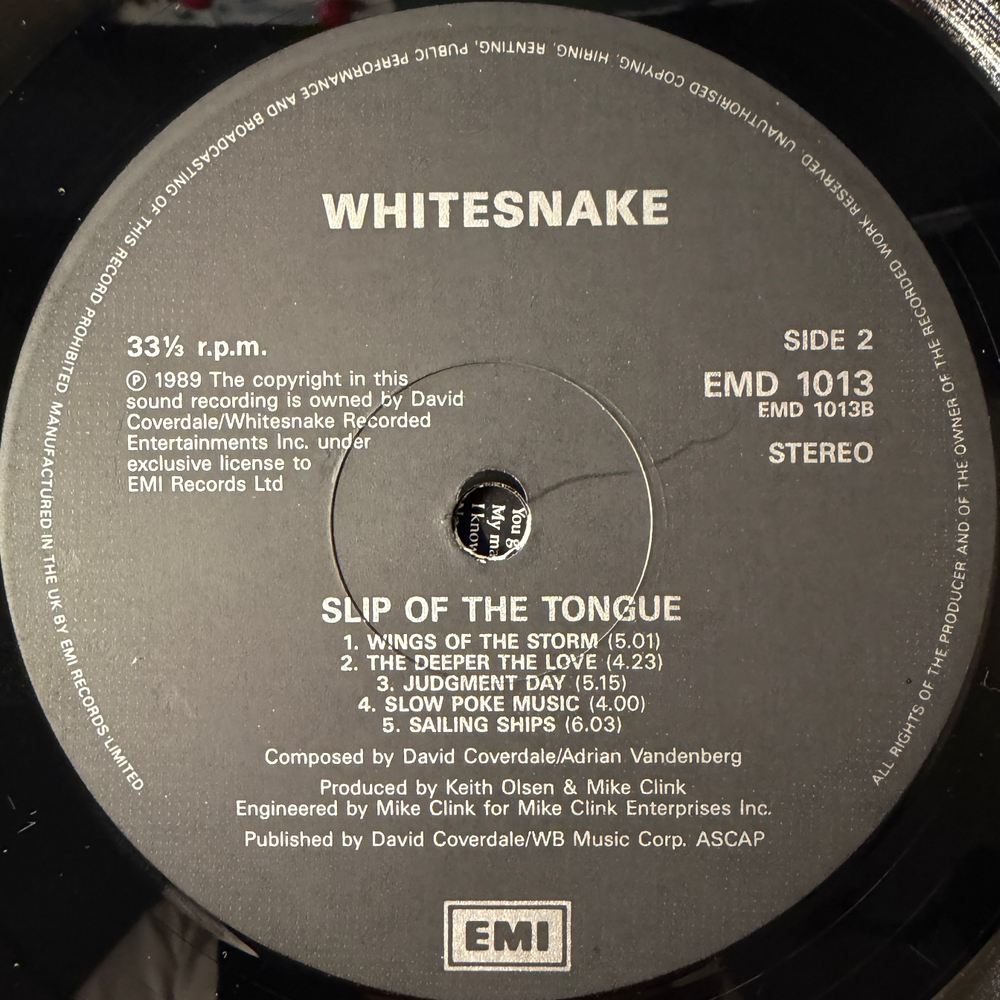 Whitesnake – Slip Of The Tongue (Англия 1989г.) Т