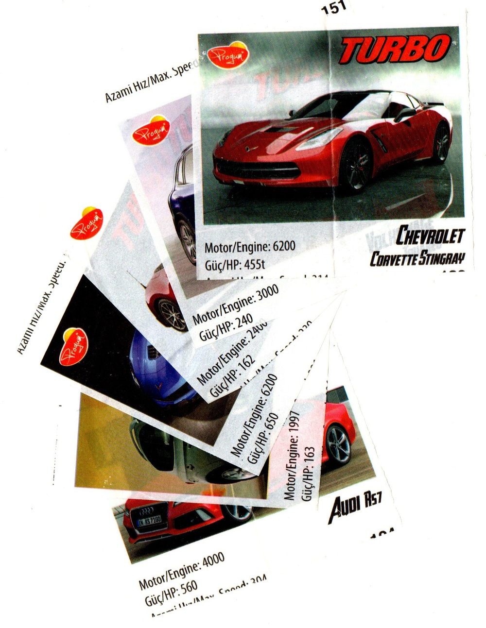 Вкладыши от жвачки Turbo 2014 Progum 6 штук без повторов