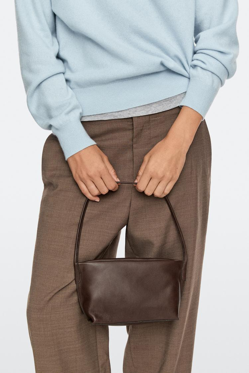 Massimo Dutti Сумка через плечо из кожи наппа, цвет кожи