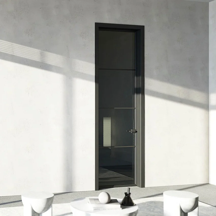 Межкомнатная алюминиевая дверь Loft-S 13 стекло серое прозрачное