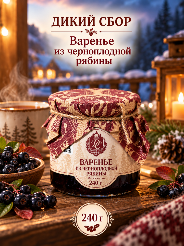 Варенье из черноплодной рябины 240 гр стеклобанка ДИКИЙ СБОР Варенье из черноплодной рябины 240 гр стеклобанка ДИКИЙ СБОР
