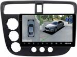 Магнитола для Honda Civic 7 2001-2005 левый руль - Teyes CC3-2K-360 монитор 9.5" 2K QLED на Android 10, Быстрая, CarPlay, 4G SIM-слот, 4 камеры в комплекте