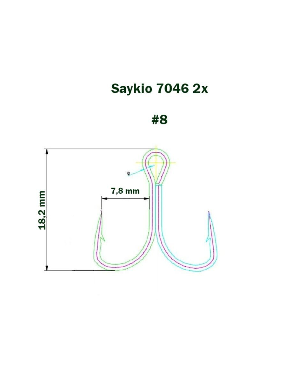 Крючки рыболовные Saikyo 7046BN 2X № 3 (5шт) тройник