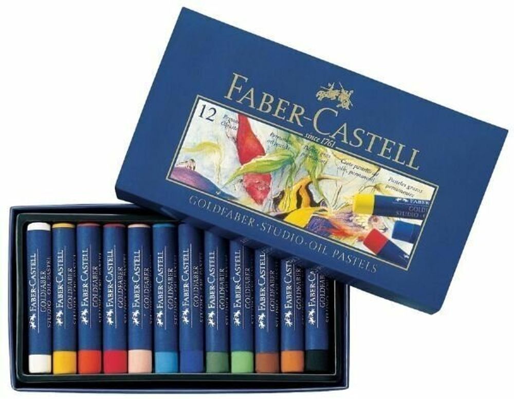 Пастель масляная художественная FABER-CASTELL "Oil Pastels", 12 цветов, круглое сечение, 127012