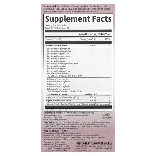 Garden of Life, Dr. Formulated Probiotics, Urinary Tract+, 60 вегетарианских капсул