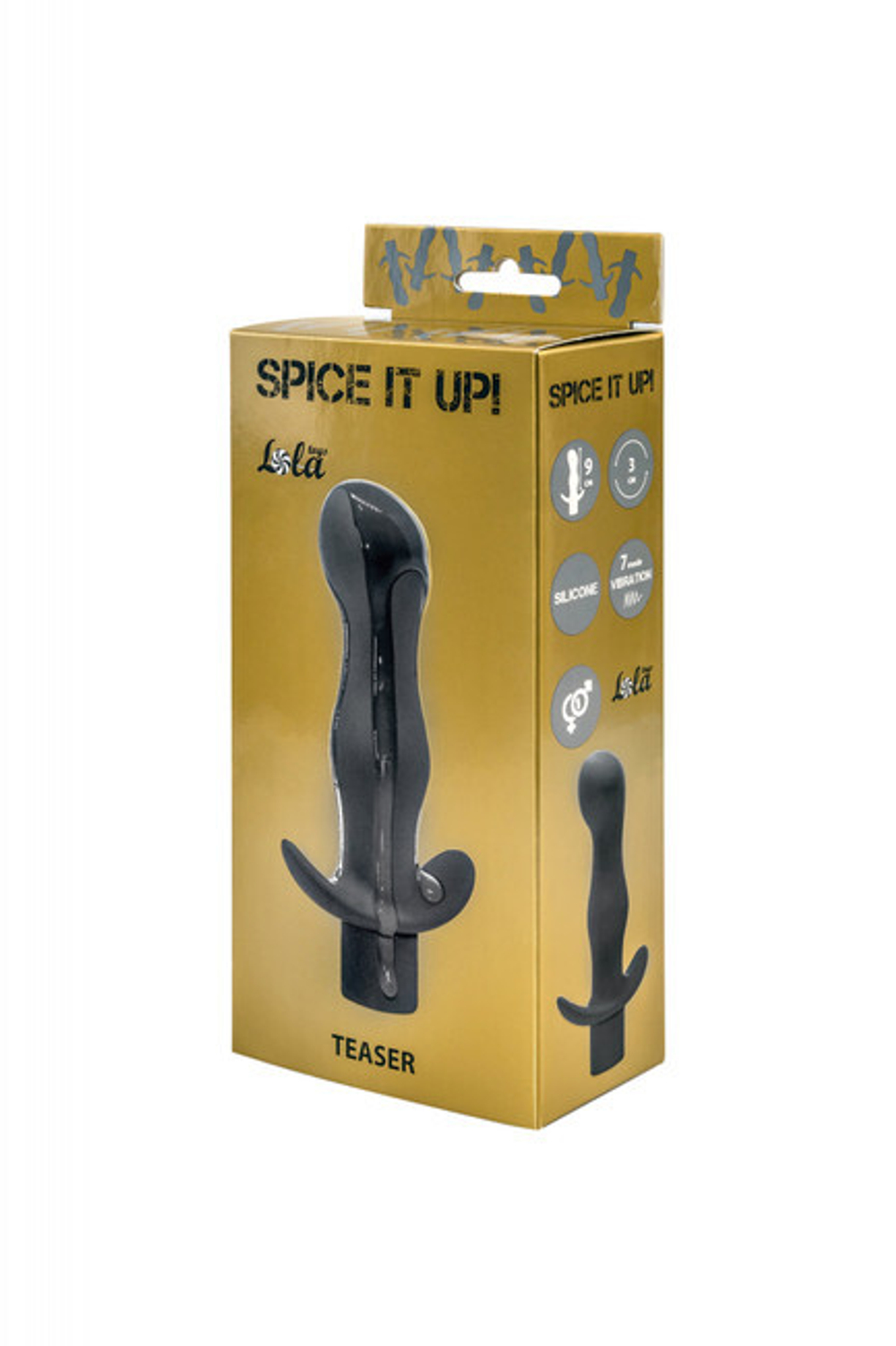 Анальный стимулятор с наклоненной головкой и вибрацией Spice it up Teaser Dark Grey (9 см., 7 режимов) (Цвет: серый)