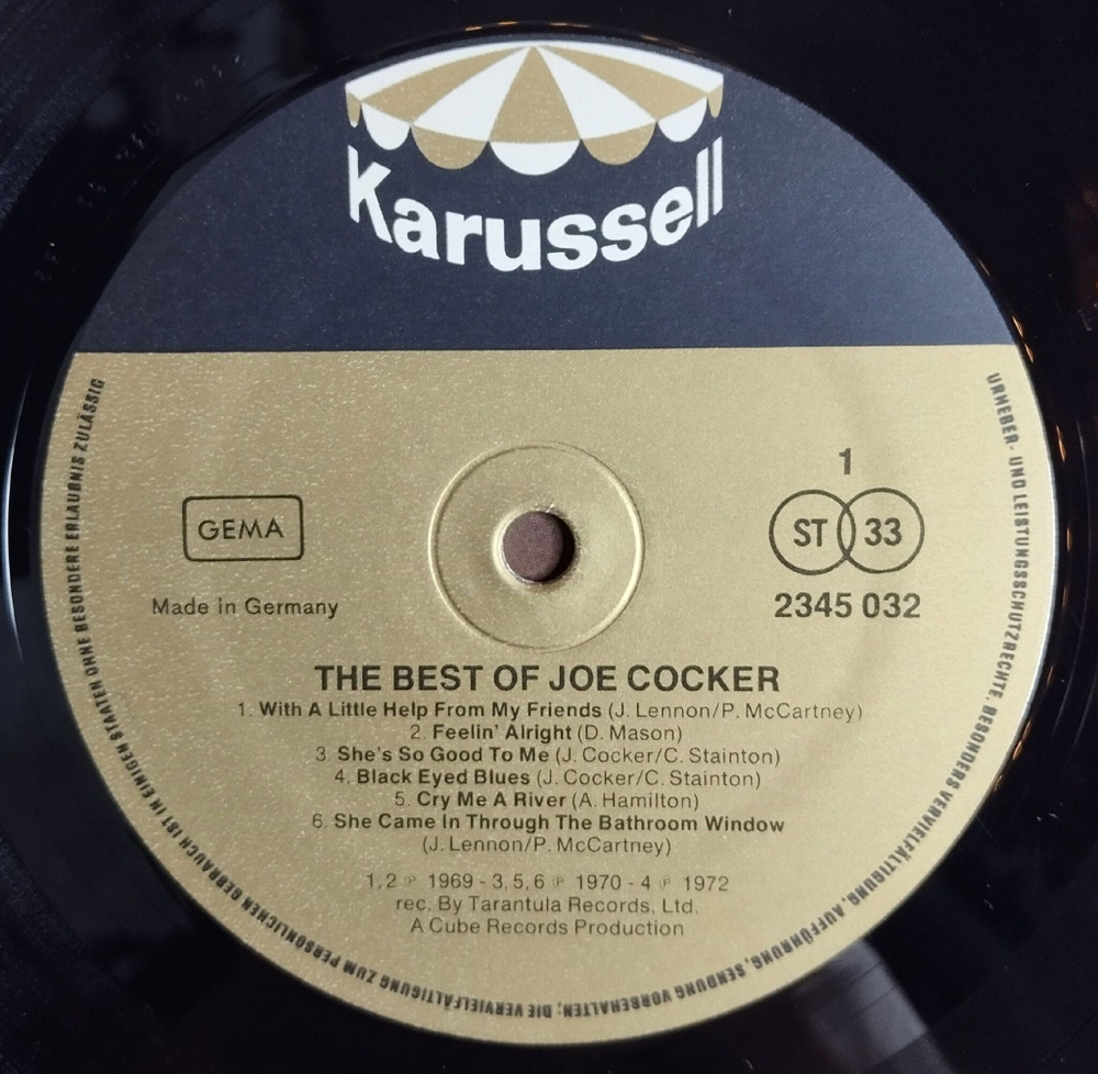 Винтажная виниловая пластинка LP The Best Of Joe Cocker (Germany 1974)