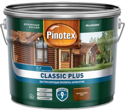 Пропитка декоративная для защиты древесины Pinotex Classic Plus 3 в 1 тиковое дерево 9 л