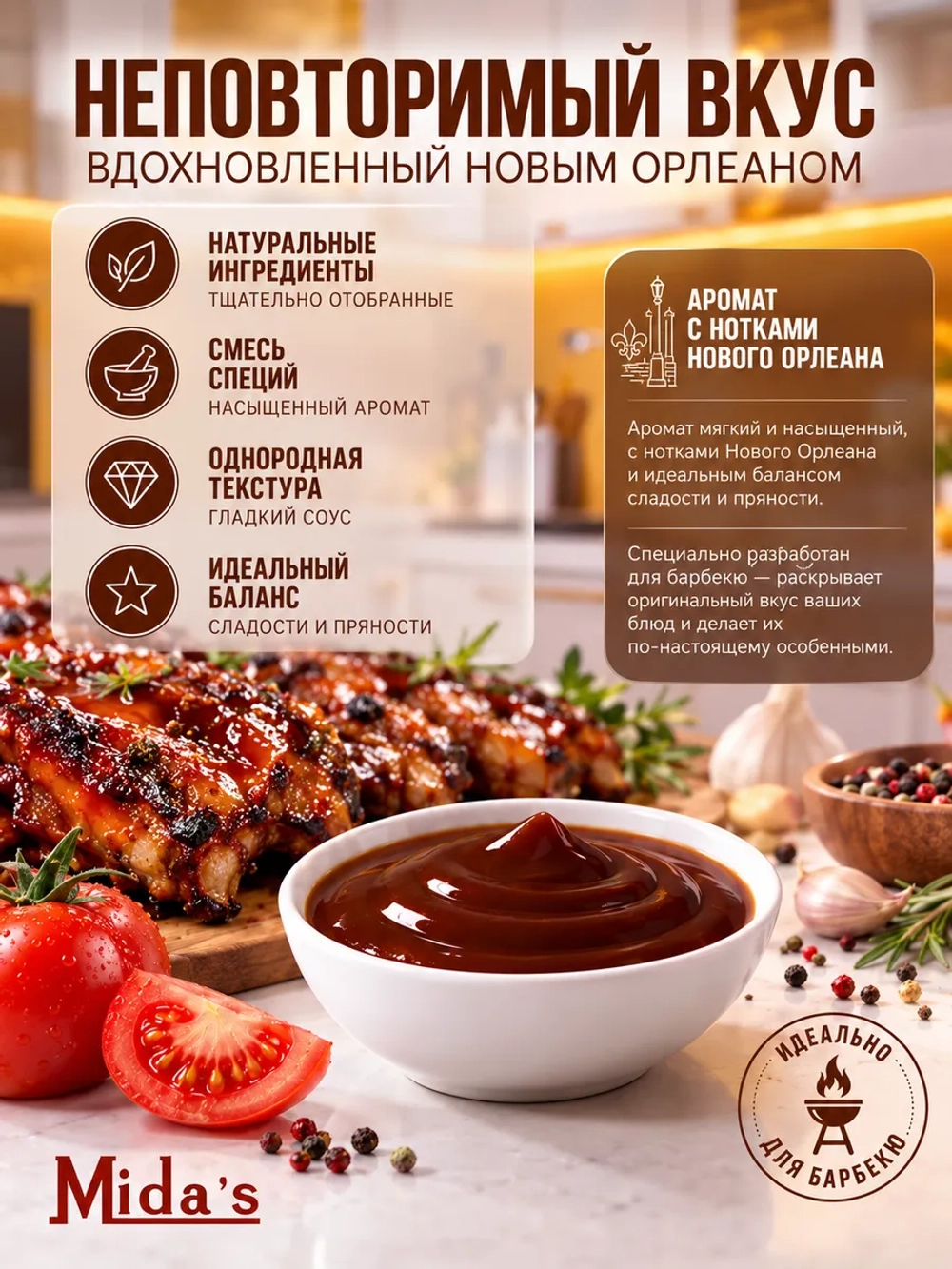Соус Брабекю "Новоорлеанский" Mida's 280 г