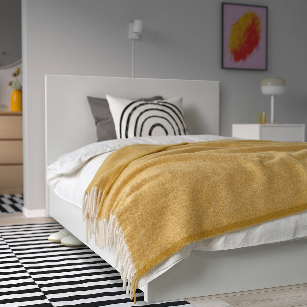 IKEA KLIPPOXEL  (ИКЕА КЛИППОКСЕЛ)  -  Плед - бежево-жёлтый 130x170 см