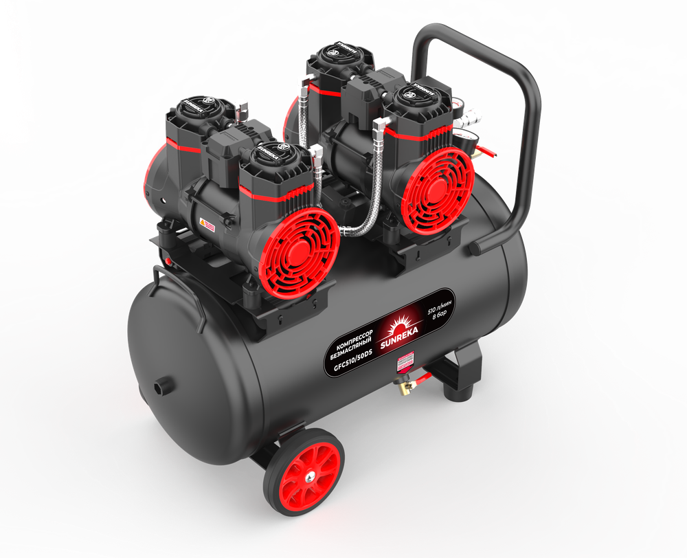 Поршневой безмасляный тихий компрессор SUNREKA GFC510/50DS