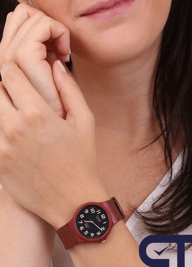 CASIO MQ-24UC-4B — классические аналоговые часы в матовом красном цвете