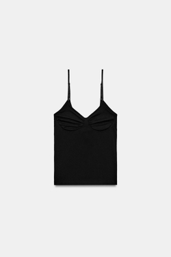 ZARA БЕСШОВНЫЙ ТОП НА БРЕТЕЛЯХ, ЧЕРНЫЙ