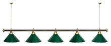 Лампа STARTBILLIARDS 5 пл. (плафоны голубые,штанга голубая,фурнитура золото)