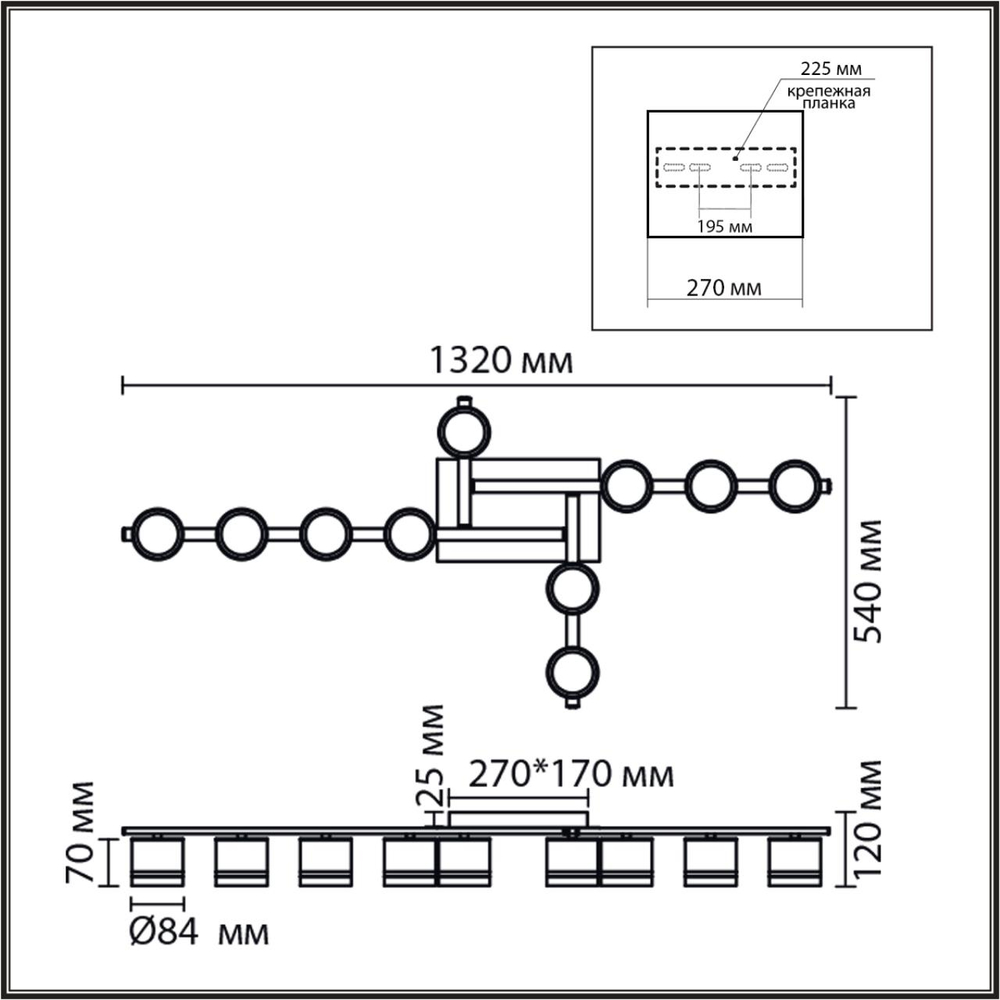 8303/10C LN Светильник GX53 70Вт 220В IP20 COMFI