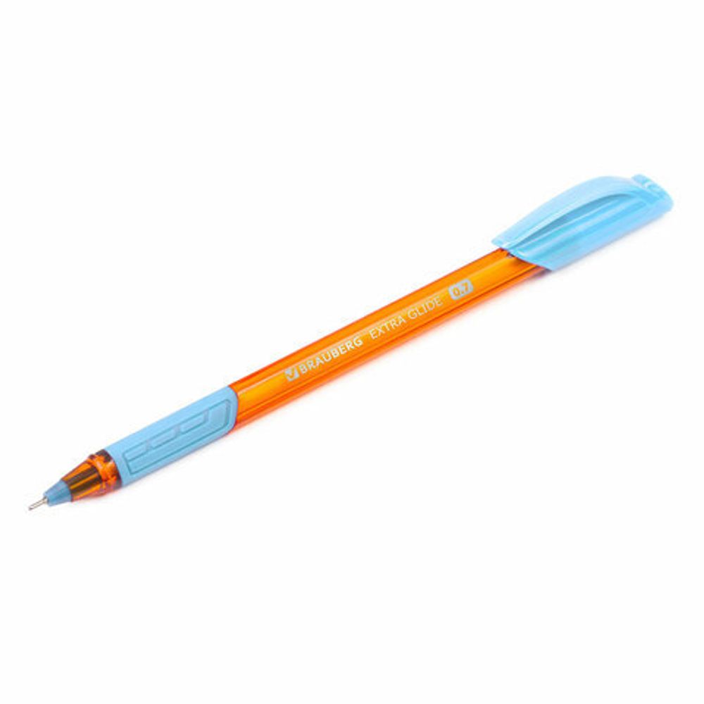 Ручка шариковая масляная с грипом BRAUBERG "Extra Glide GT Sky Blue", 1шт, СВЕТЛО-СИНЯЯ, игольчатый узел 0,7 мм, линия письма 0,35 мм, 144074