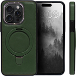 Business style чехол из кожи для IPHONE 15 PRO MAX с кольцом-подставкой и бархатной подкладкой