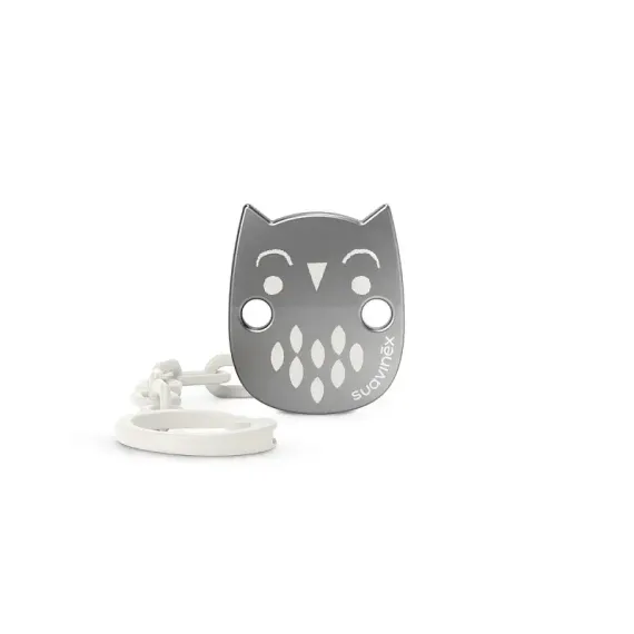 Клипса с цепочкой Suavinex Owl для крепления соски-пустышки к одежде Бежевая