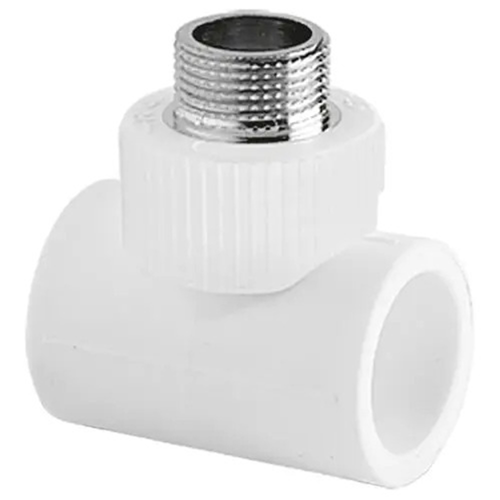 Тройник РР комб. 25*1/2" нар. белый (Tebo)