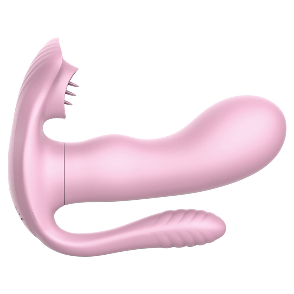 Розовый вагинально-анально-клиторальный стимулятор Secwell Clitoris Anal Stimulation Wearable Mini Vibrator for Women Couple Toys SW1001