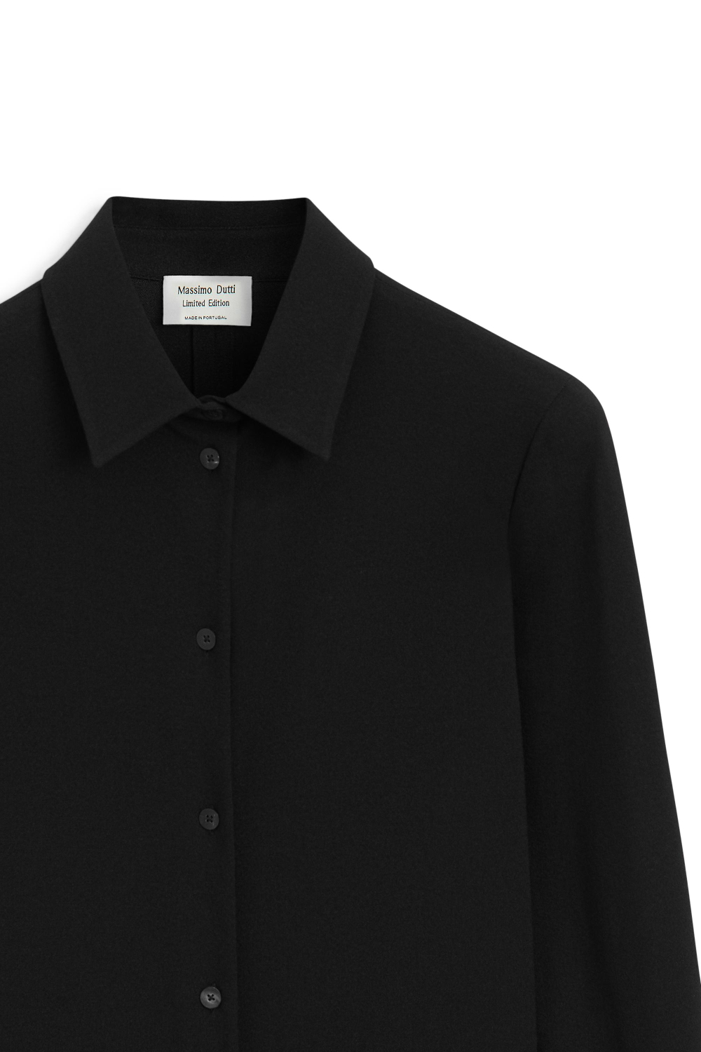 Massimo Dutti Длинная, эластичная рубашка из шерстяной смеси - Limited Edition, черный
