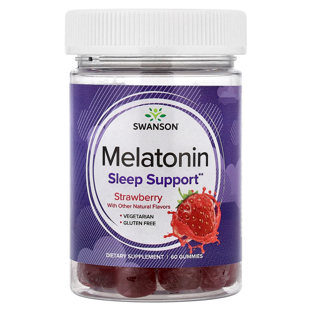 Swanson Vitamins, жевательные таблетки с мелатонином, со вкусом клубники, 60 жевательных таблеток