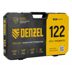Набор инструментов, 1/2", 1/4", CrV, S2, пластиковый кейс, 122 предмета Denzel