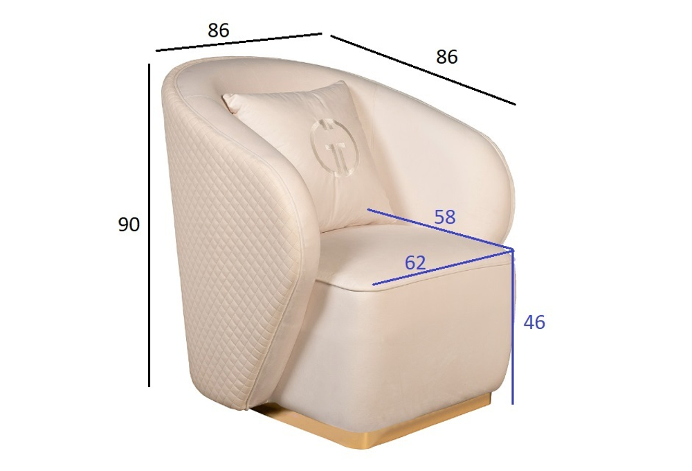 Кресло велюровое 86x86x90см Garda Decor кремовый