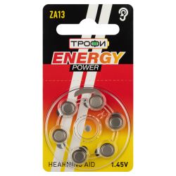 Батарейки Трофи ZA13-6BL ENERGY POWER Hearing Aid | Трофи