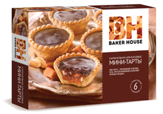 Мини-Тарты с карамельно-арахисовой нач. Baker House 240г (8шт)