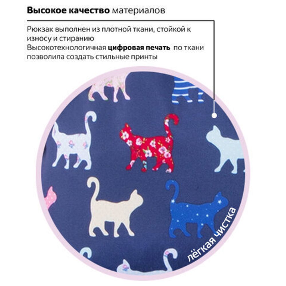 Рюкзак BRAUBERG, универсальный, сити-формат, Коты, 20 литров, 41х32х14 см, 228856