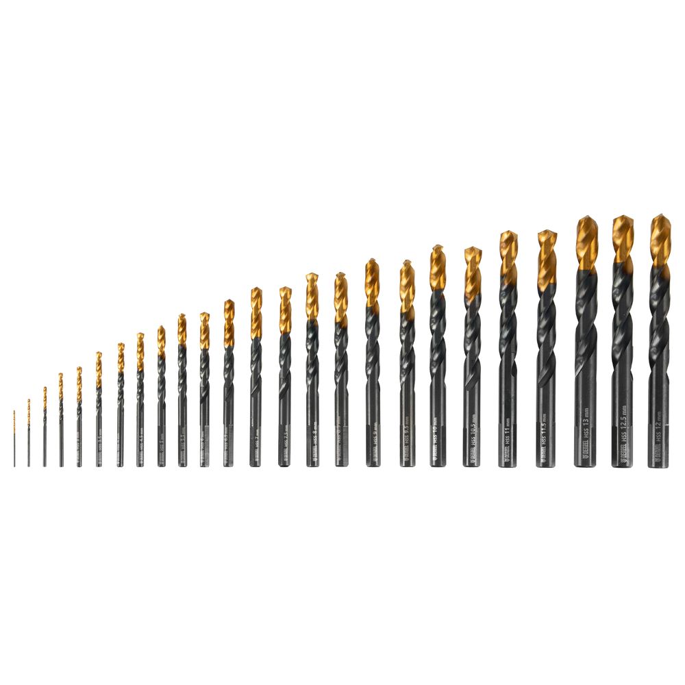 Набор сверл по металлу, 1-13 мм, HSS-Tin, Golden Tip, 25 шт Denzel
