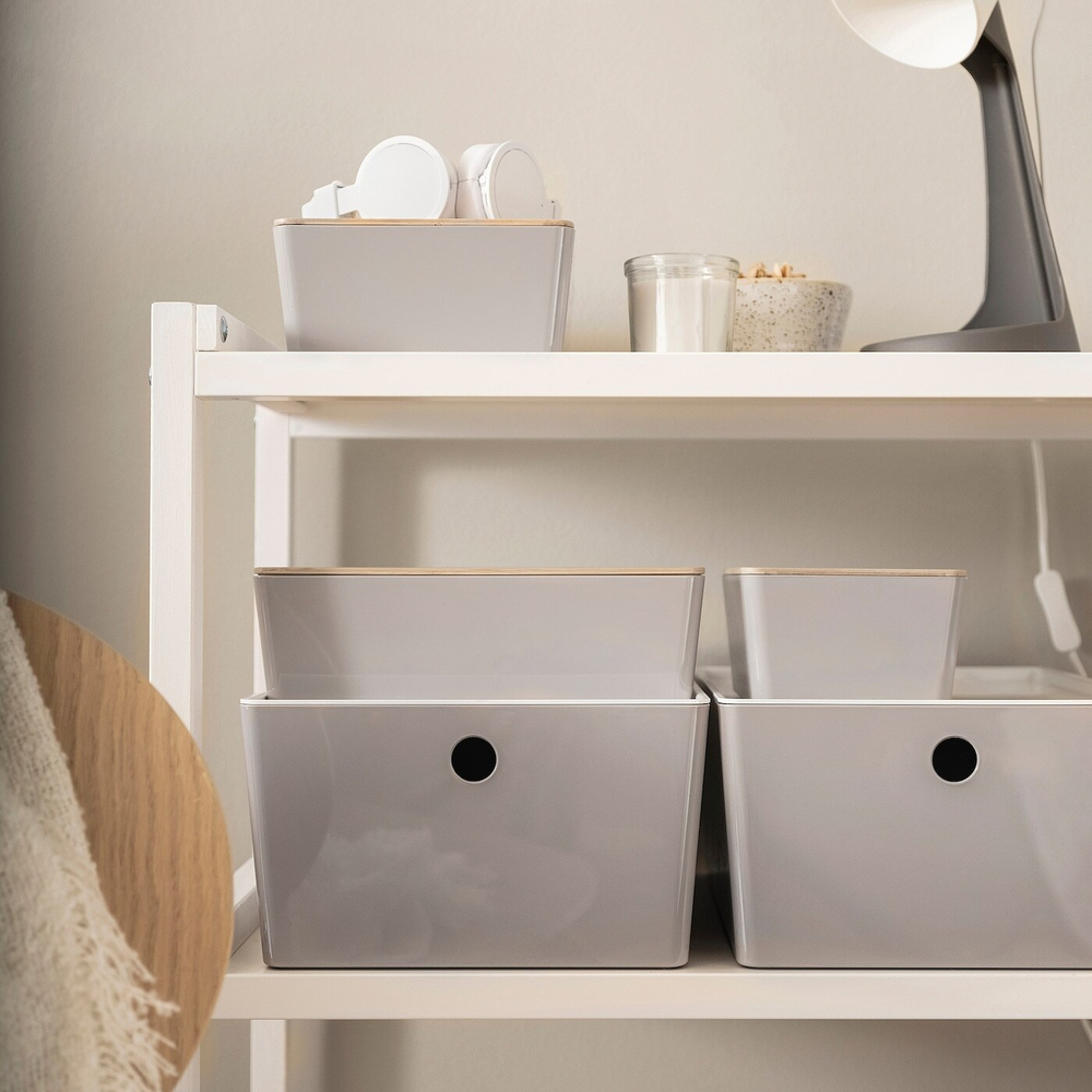 Контейнер IKEA KUGGIS (КУГГИС), Пластик, Светло-серый, 13x18x8 см